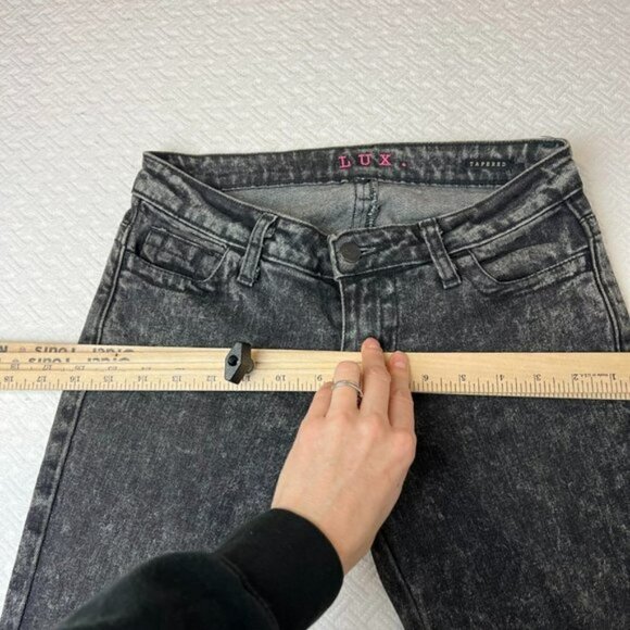 Lux Tapered Black Slim Fit Acid Washed Skinny Jeans Pants - Size 26 to 27 - Picture 6 of 9